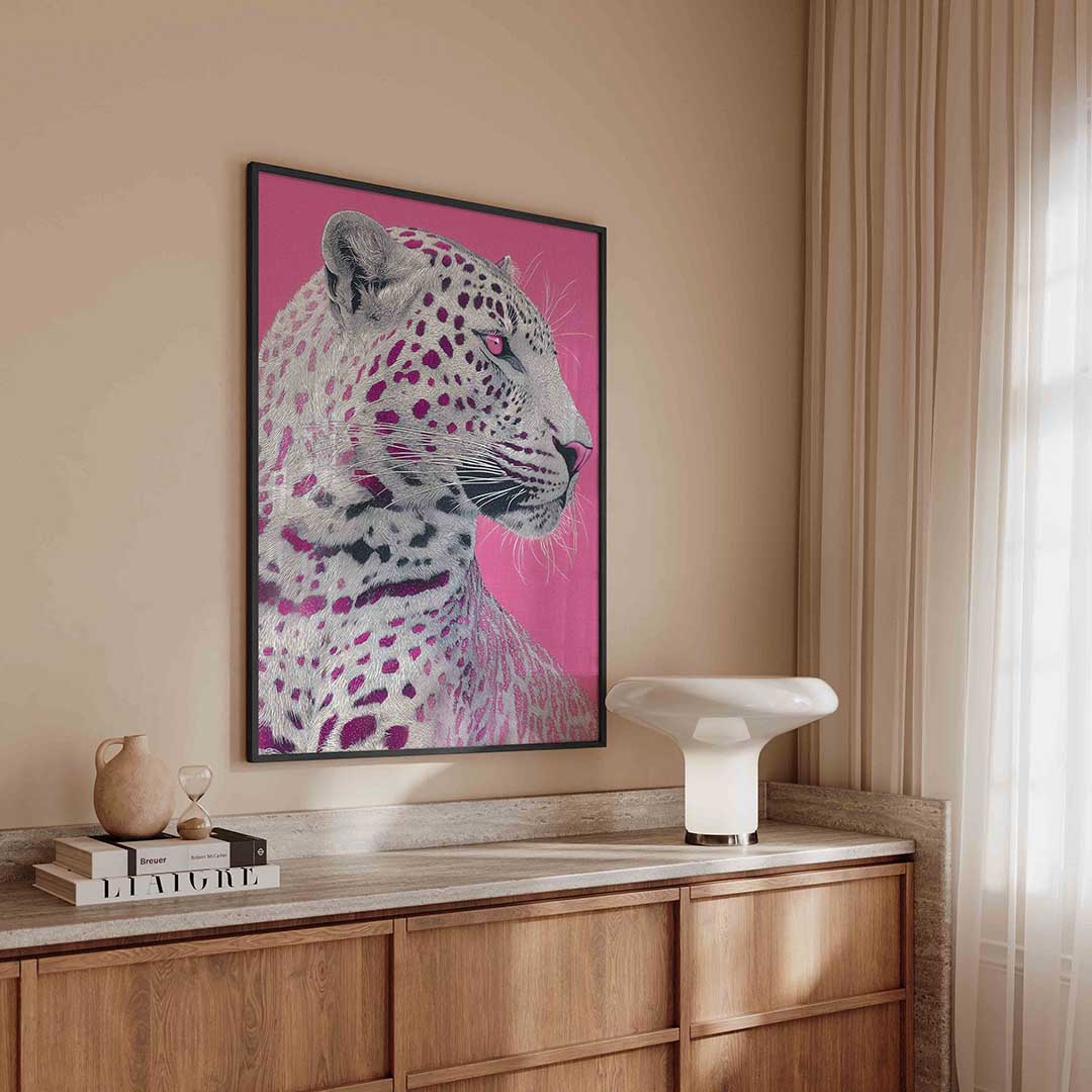 Luipaard op roze Poster