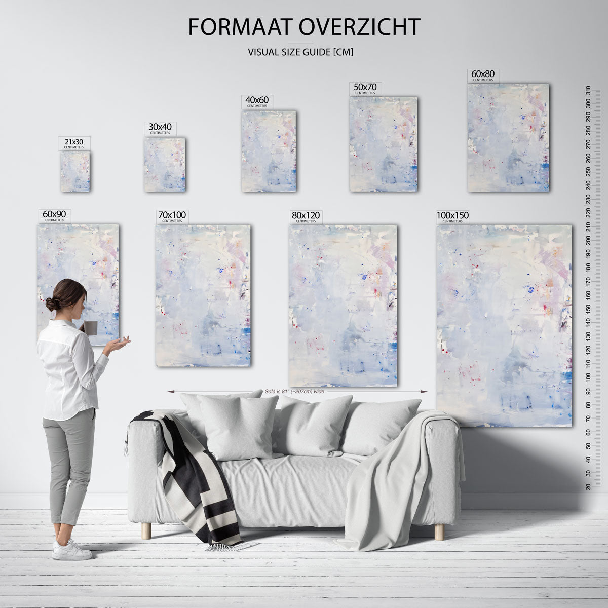 Abstracte blauwe en witte Poster
