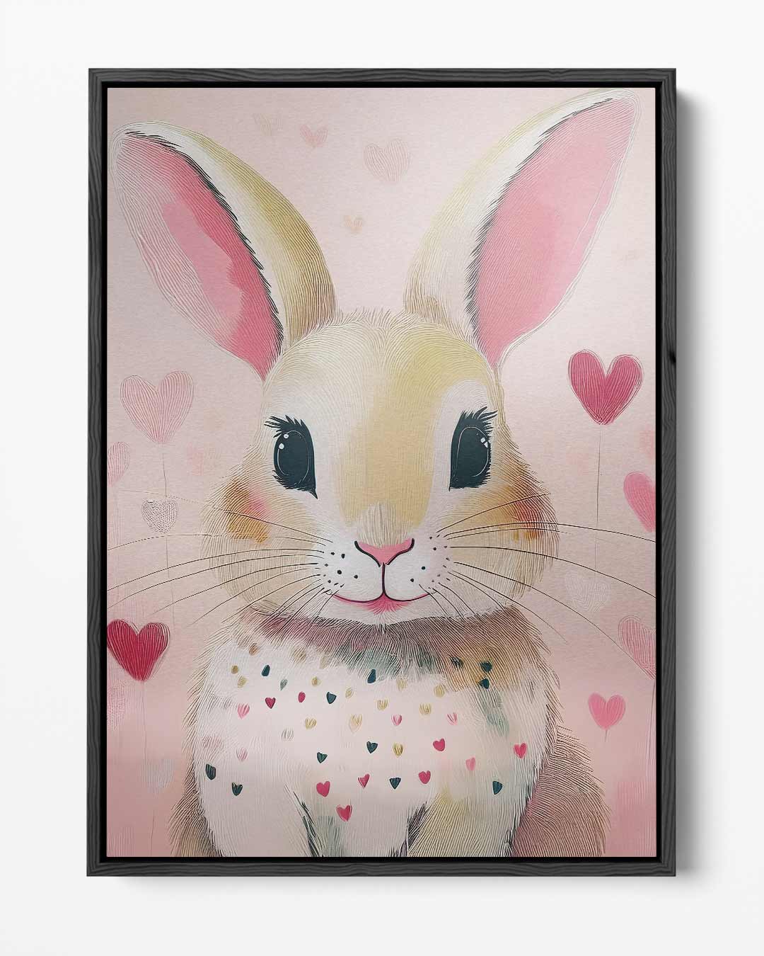 Schattig Konijnenportret op Roze Achtergrond Kunstwerk-canvas-dibond-plexiglas-wanddecoratie-WallArtistic