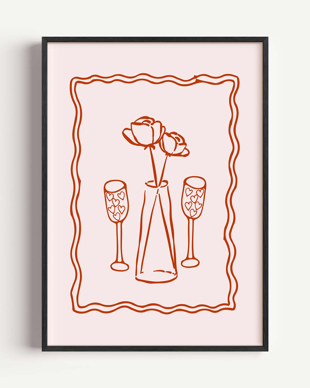 Romantische Bloemen en Hartjes Poster