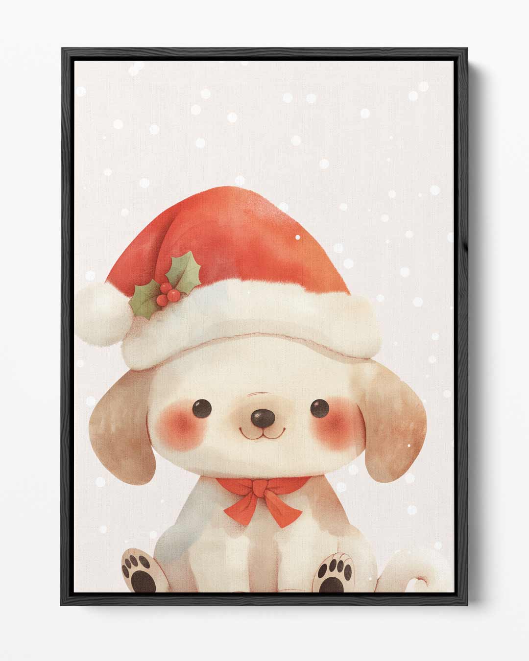 Kerst Puppy Illustratie Kunstwerk-canvas-dibond-plexiglas-wanddecoratie-WallArtistic