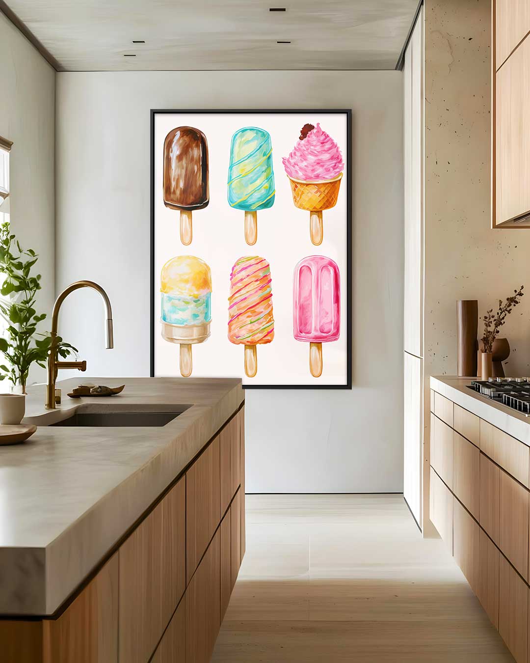 Kleurige IJsjes Illustratie Kunstwerk-canvas-dibond-plexiglas-wanddecoratie-WallArtistic