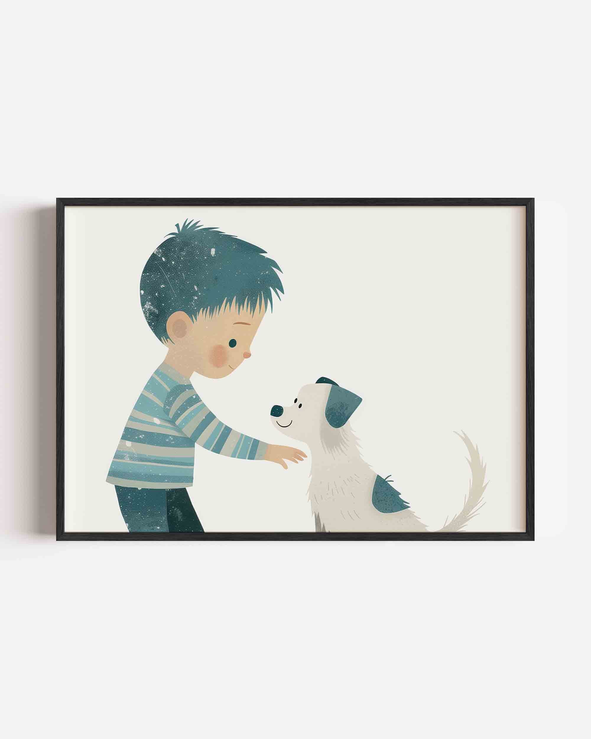 Jongen met hond Poster