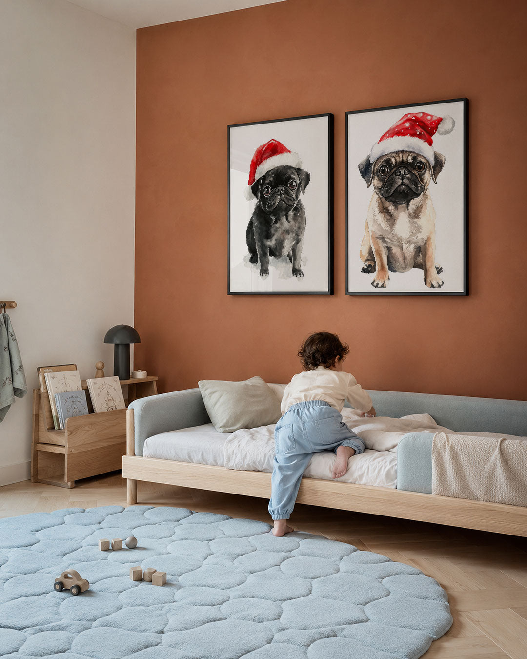 Kleurrijke kerstpug Posterset
