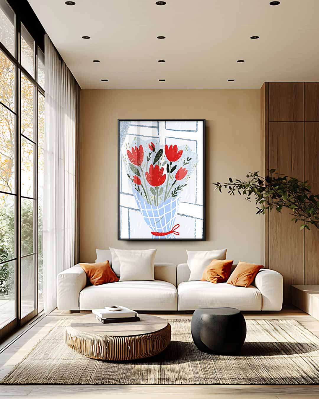 Bloeiend Raamzicht Kunstwerk-canvas-dibond-plexiglas-wanddecoratie-WallArtistic
