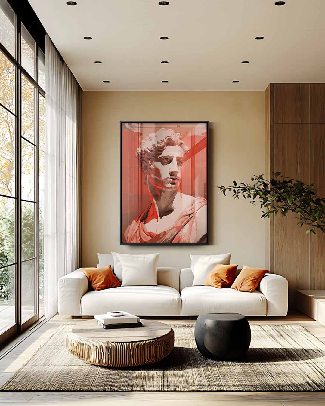 Klassieke Beeltenis in Rood Kunstwerk-canvas-dibond-plexiglas-wanddecoratie-WallArtistic
