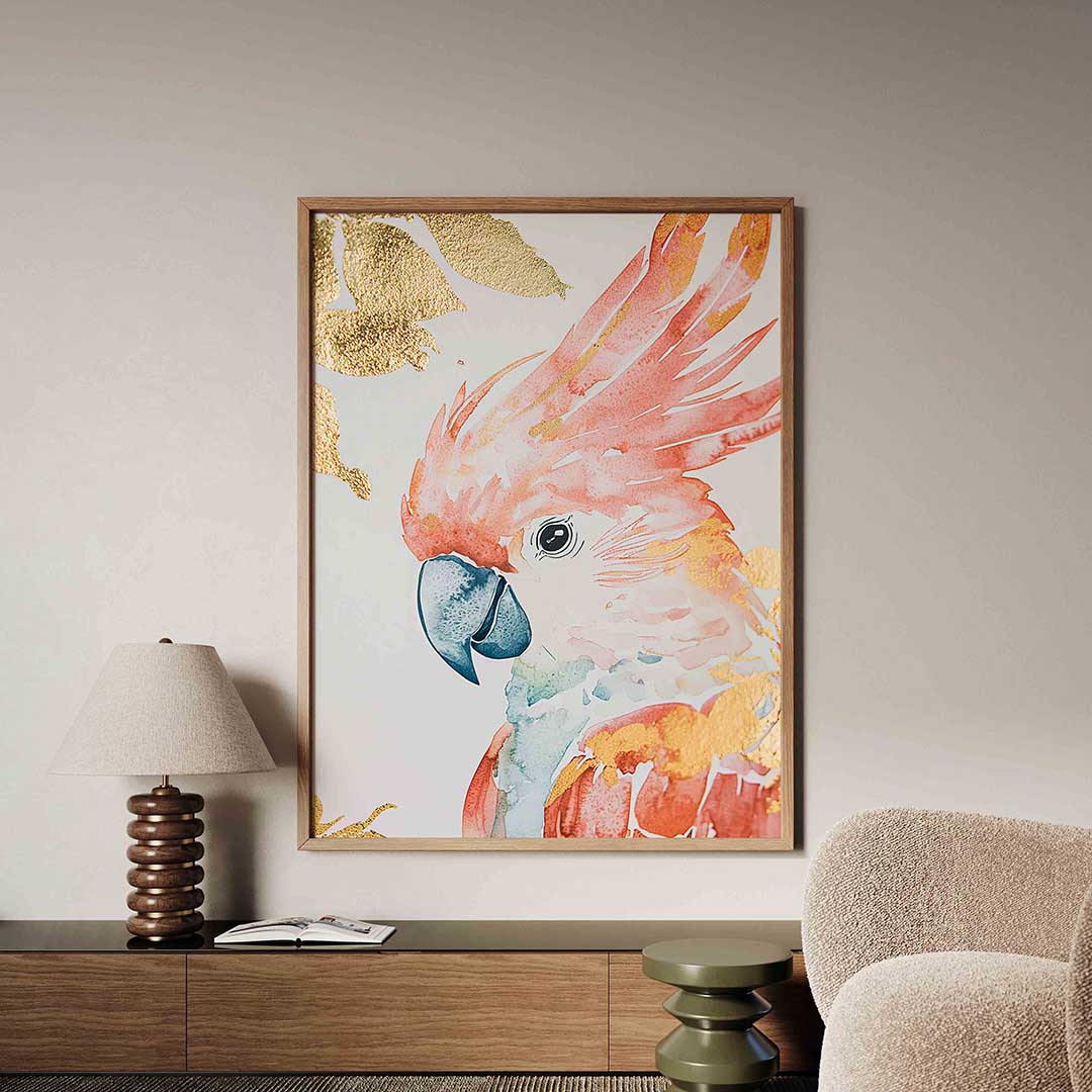 Papegaai met gouden bladeren Poster