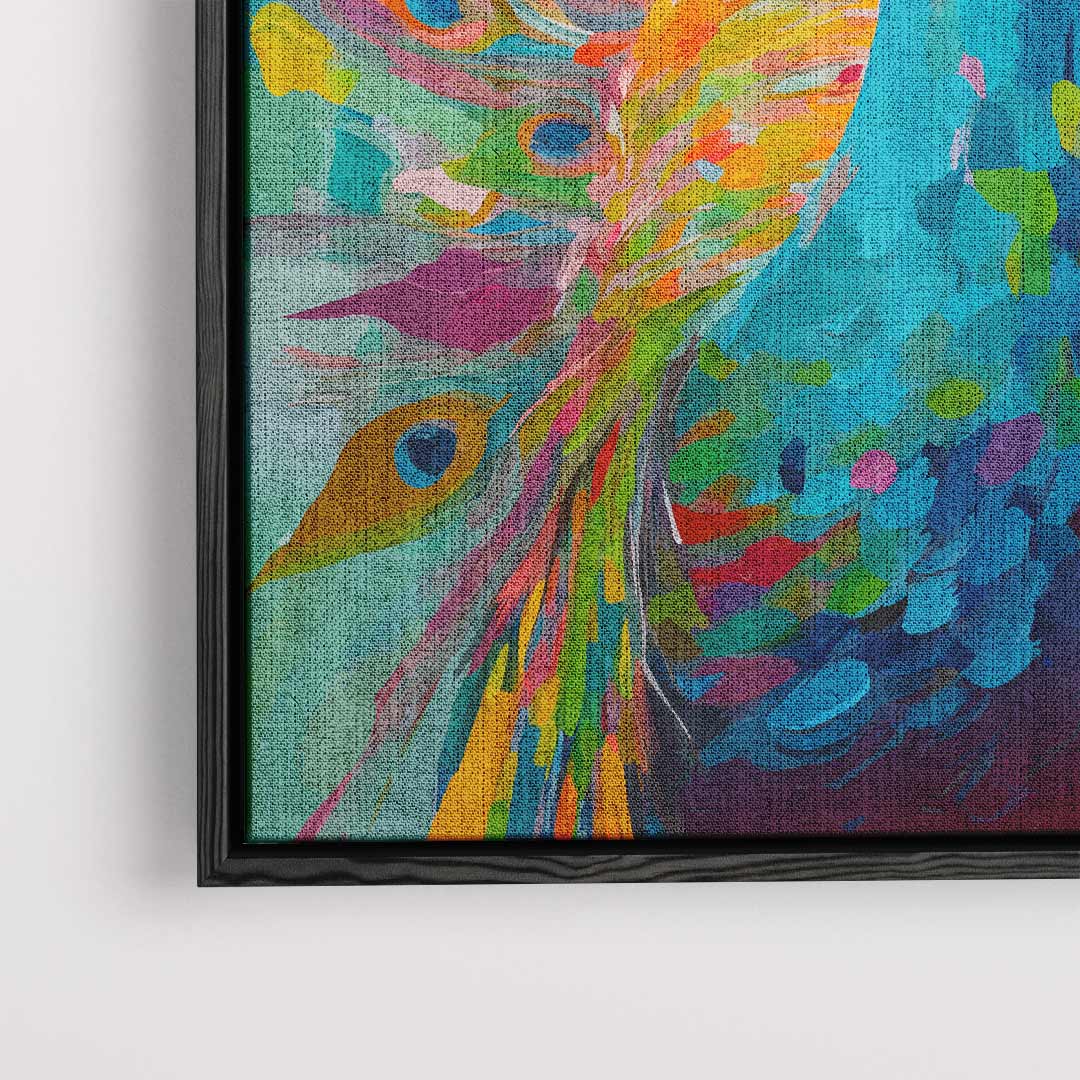 Kleurrijke Pauw in Volle Glorie Kunstwerk-canvas-dibond-plexiglas-wanddecoratie-WallArtistic