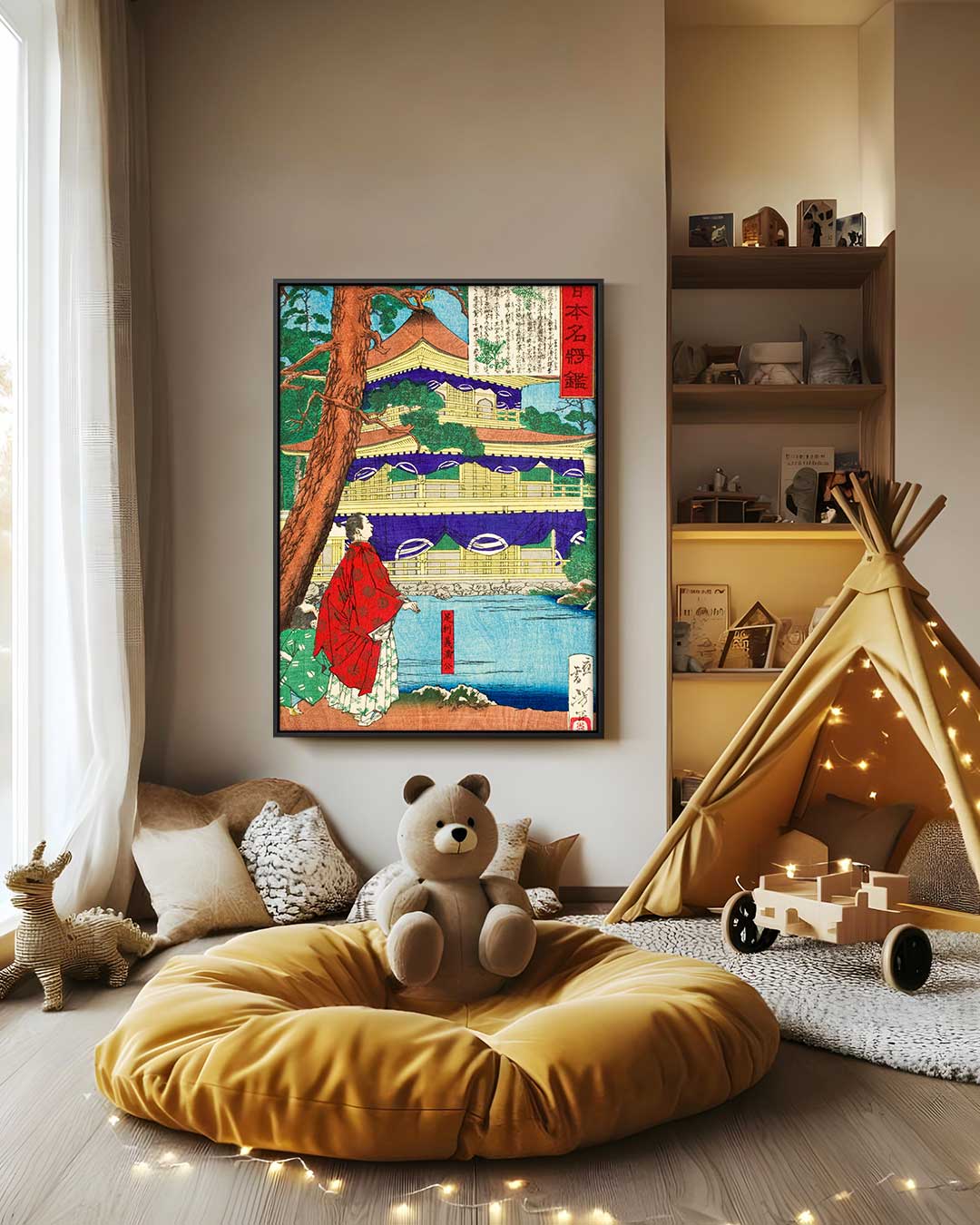 Kleurrijk Japans Landschap Kunstwerk-canvas-dibond-plexiglas-wanddecoratie-WallArtistic