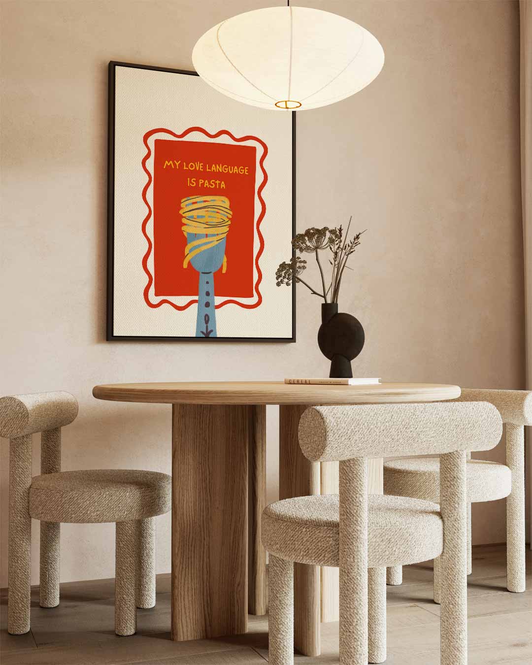 Pasta Liefdestaal Poster Kunstwerk-canvas-dibond-plexiglas-wanddecoratie-WallArtistic