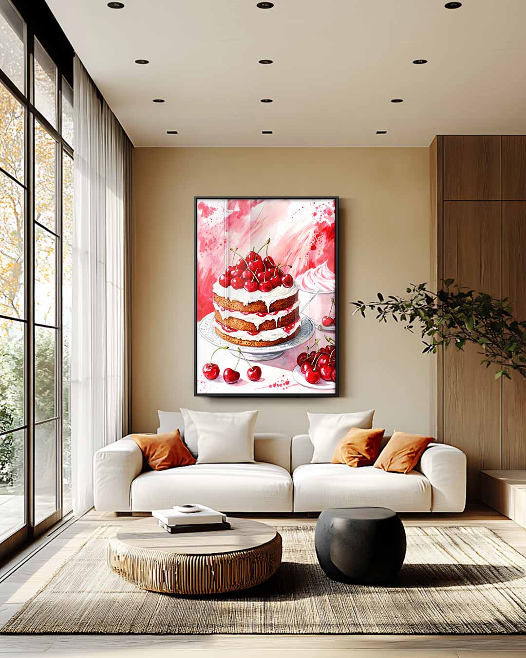 Verleidelijke Kersen Taartkunst Kunstwerk-canvas-dibond-plexiglas-wanddecoratie-WallArtistic