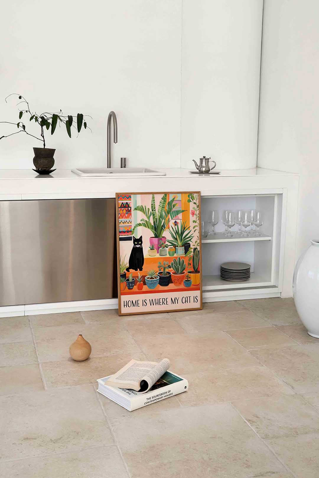 Kat en planten Poster