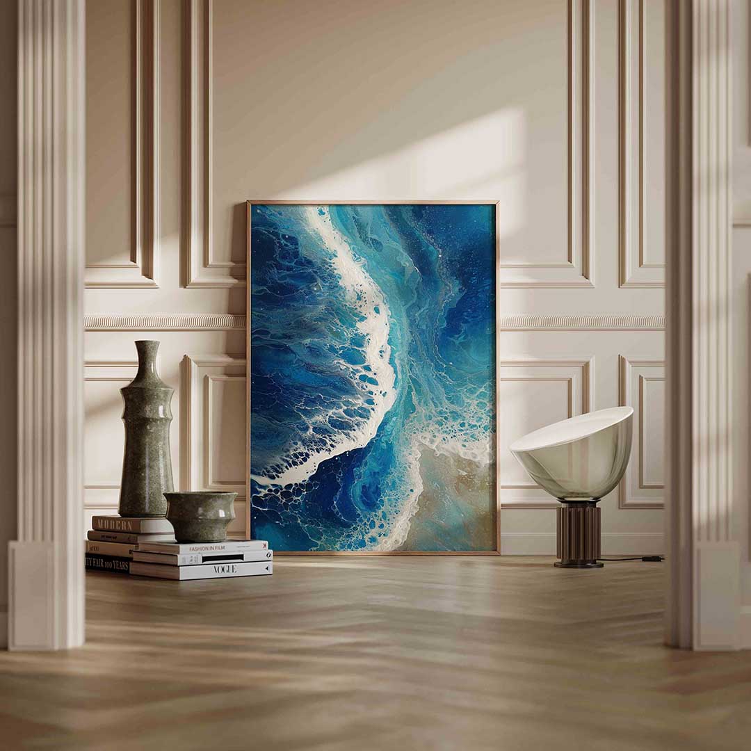 Golvende blauwe zee Poster