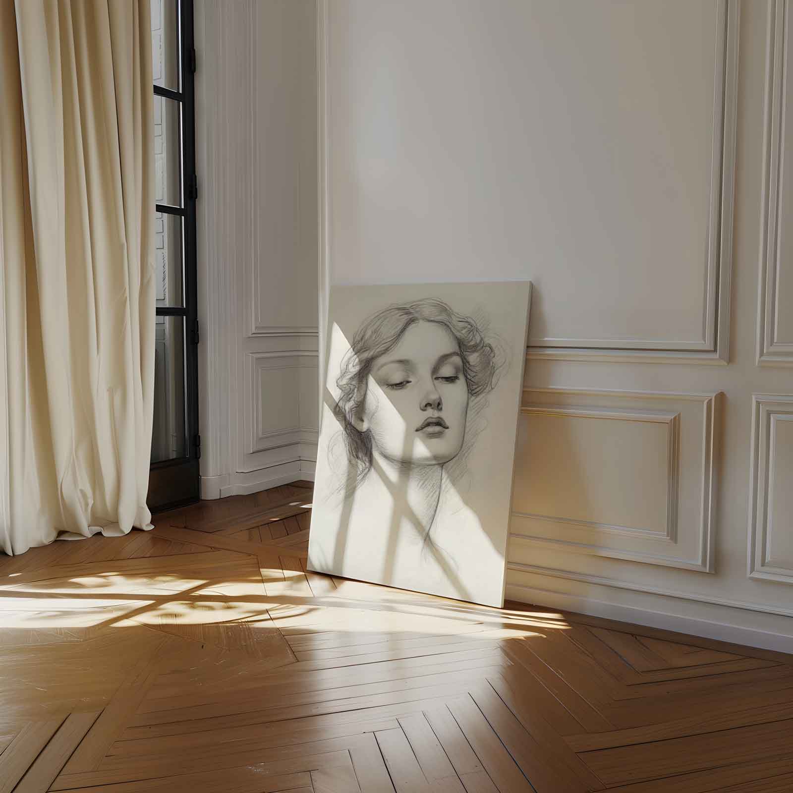 Dromerige Potloodschets Kunstwerk-canvas-dibond-plexiglas-wanddecoratie-WallArtistic