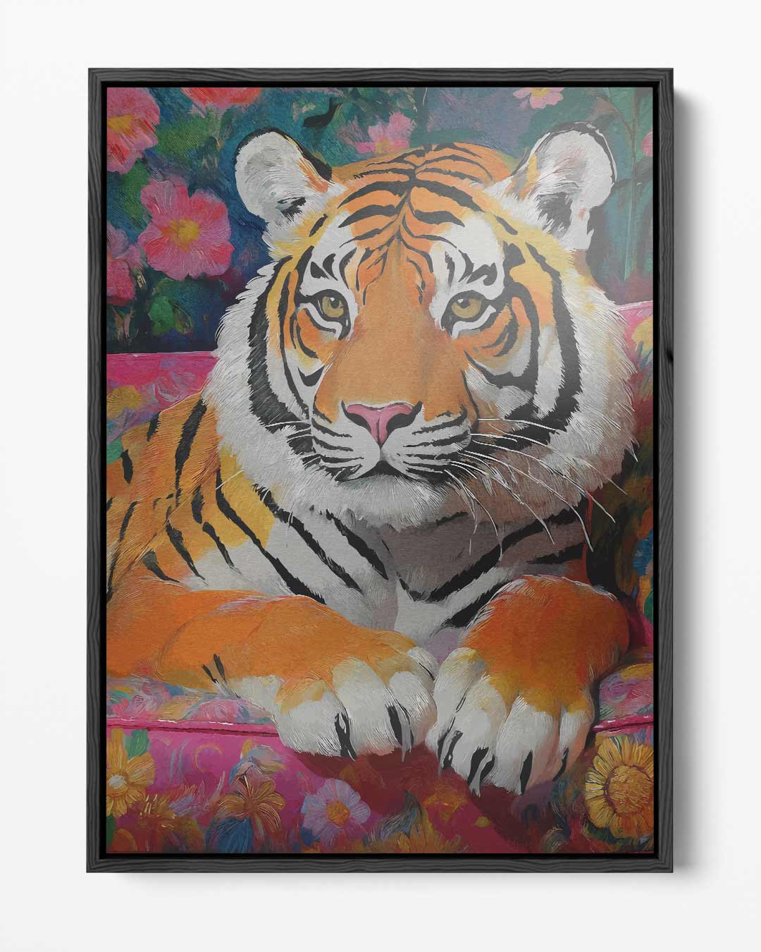 Tropische Tijger Vibes Kunstwerk-canvas-dibond-plexiglas-wanddecoratie-WallArtistic