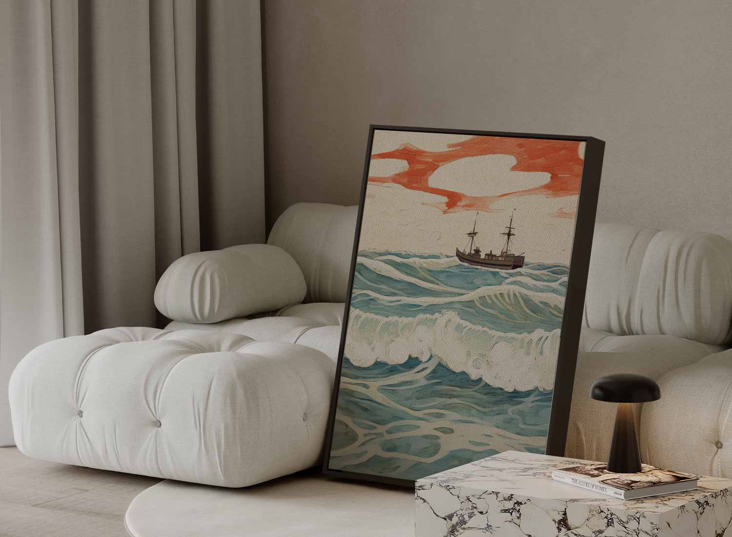 Golven en Horizon Kunstwerk-canvas-dibond-plexiglas-wanddecoratie-WallArtistic