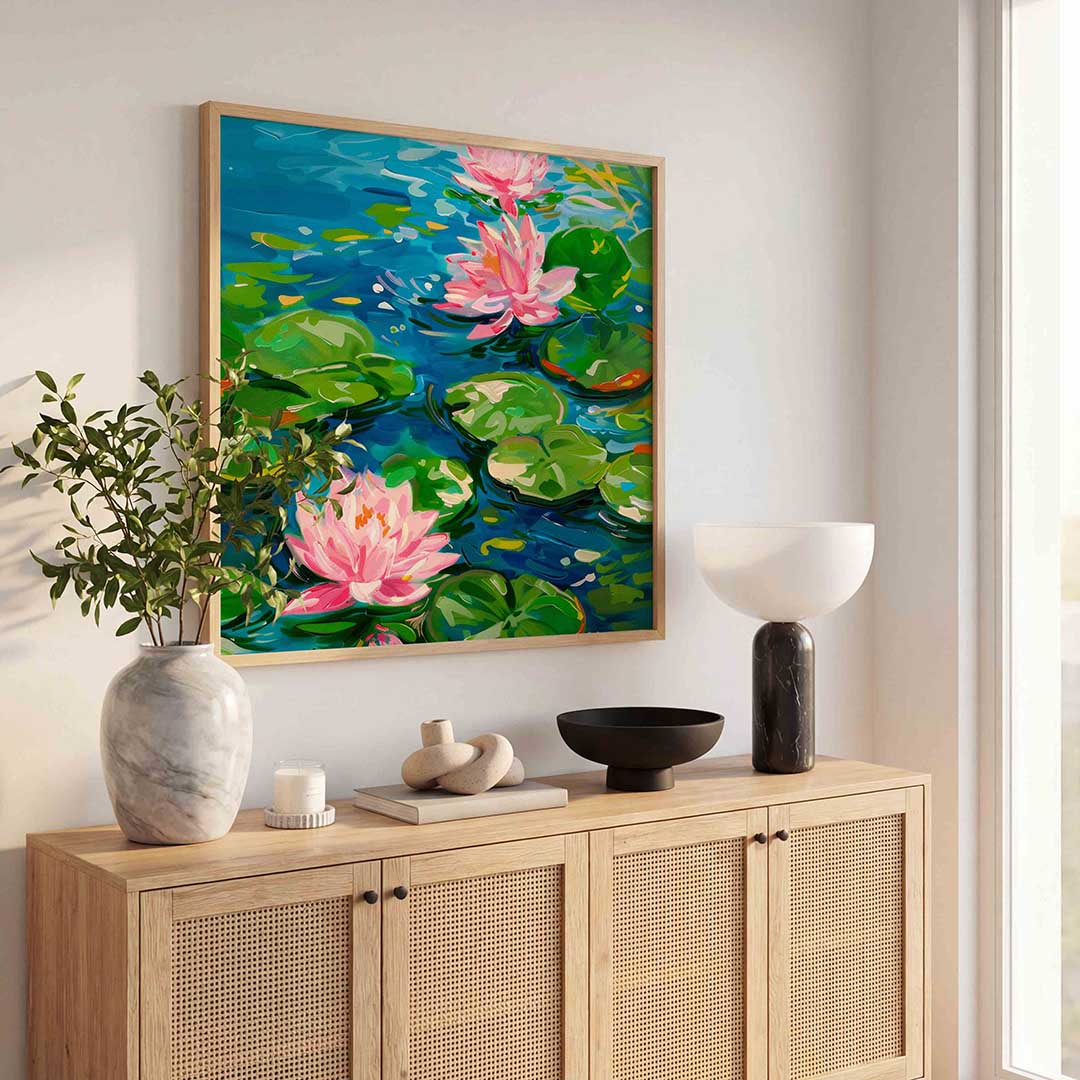 Waterlelies en bladeren Poster