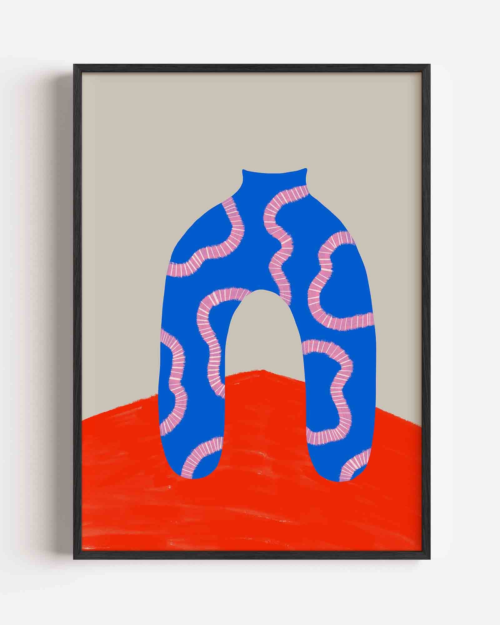 Abstracte blauwe vorm Poster