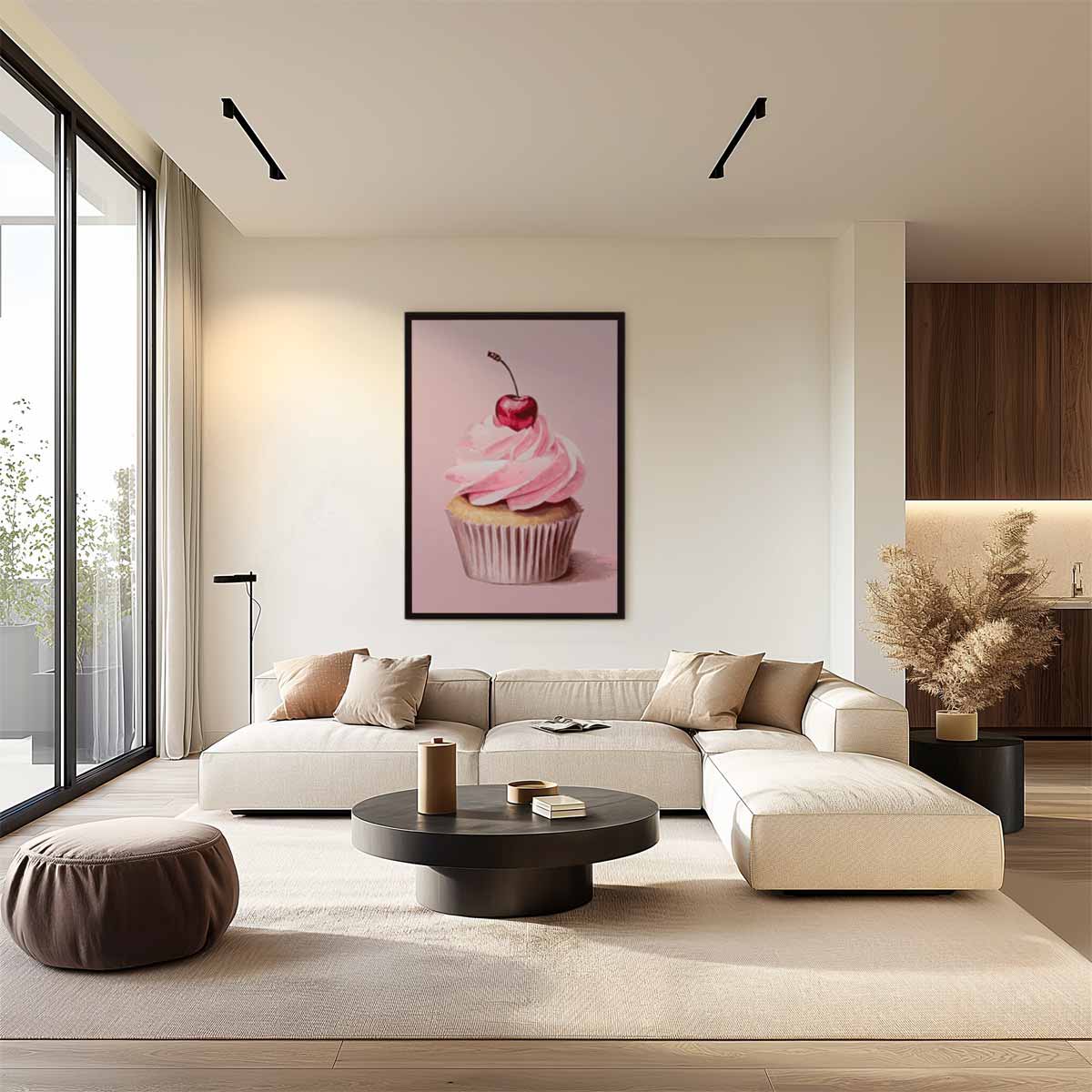 Cupcake Delight met Kers Kunstwerk-canvas-dibond-plexiglas-wanddecoratie-WallArtistic