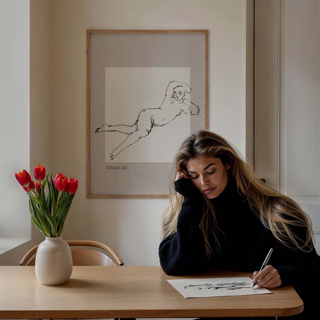 Elegante Lijntekening Poster-WallArtistic
