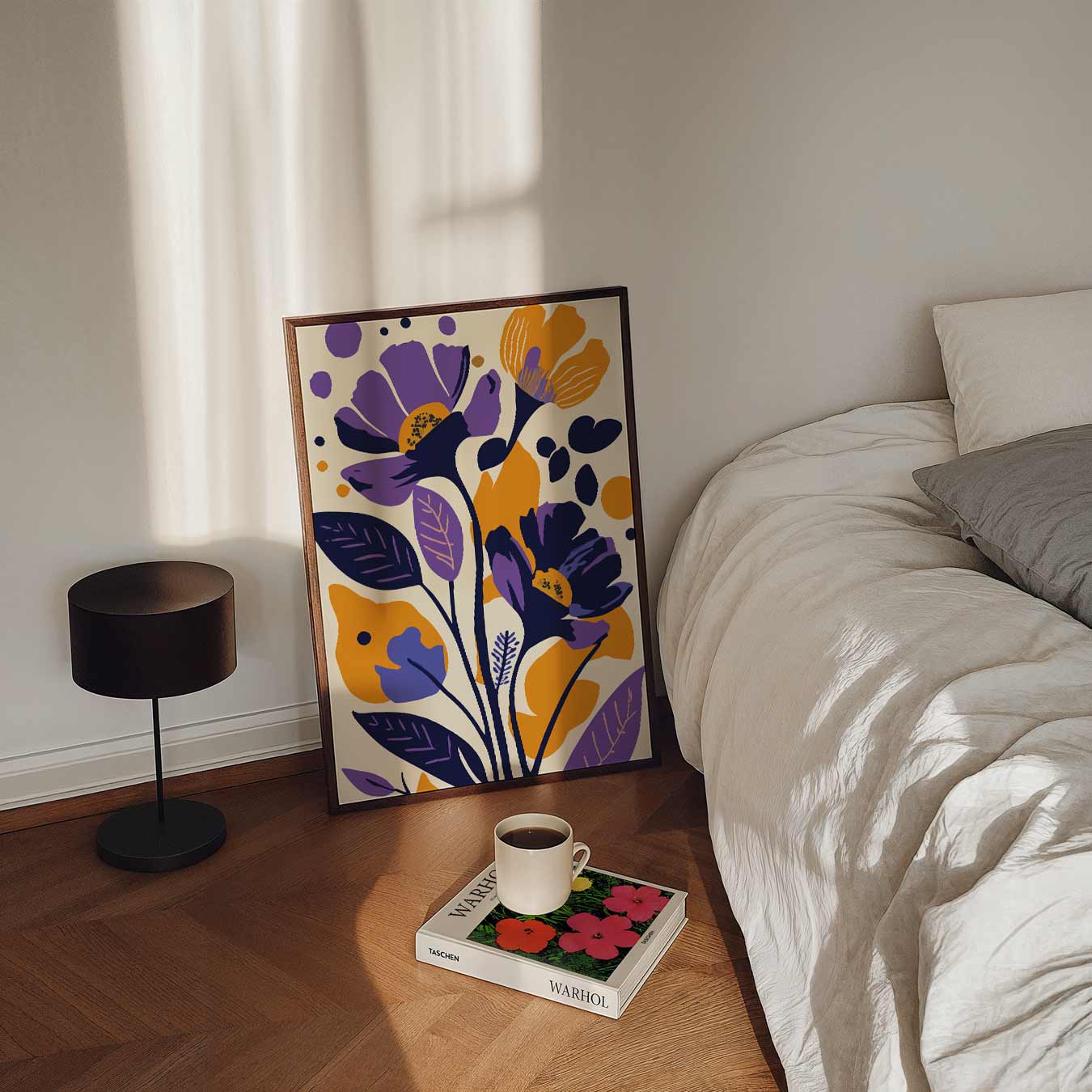 Bloemenpracht in Paars en Oranje Poster