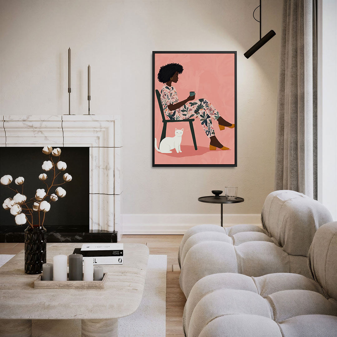 Vrouw met kat Kunstwerk