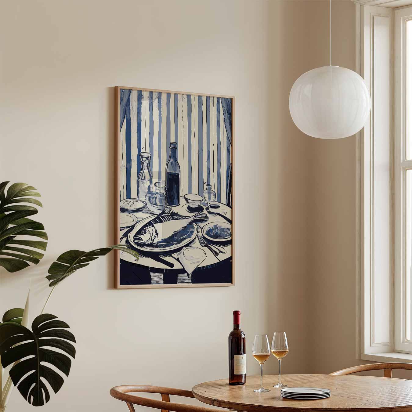 Elegante Tafelscène in Blauwtinten Poster