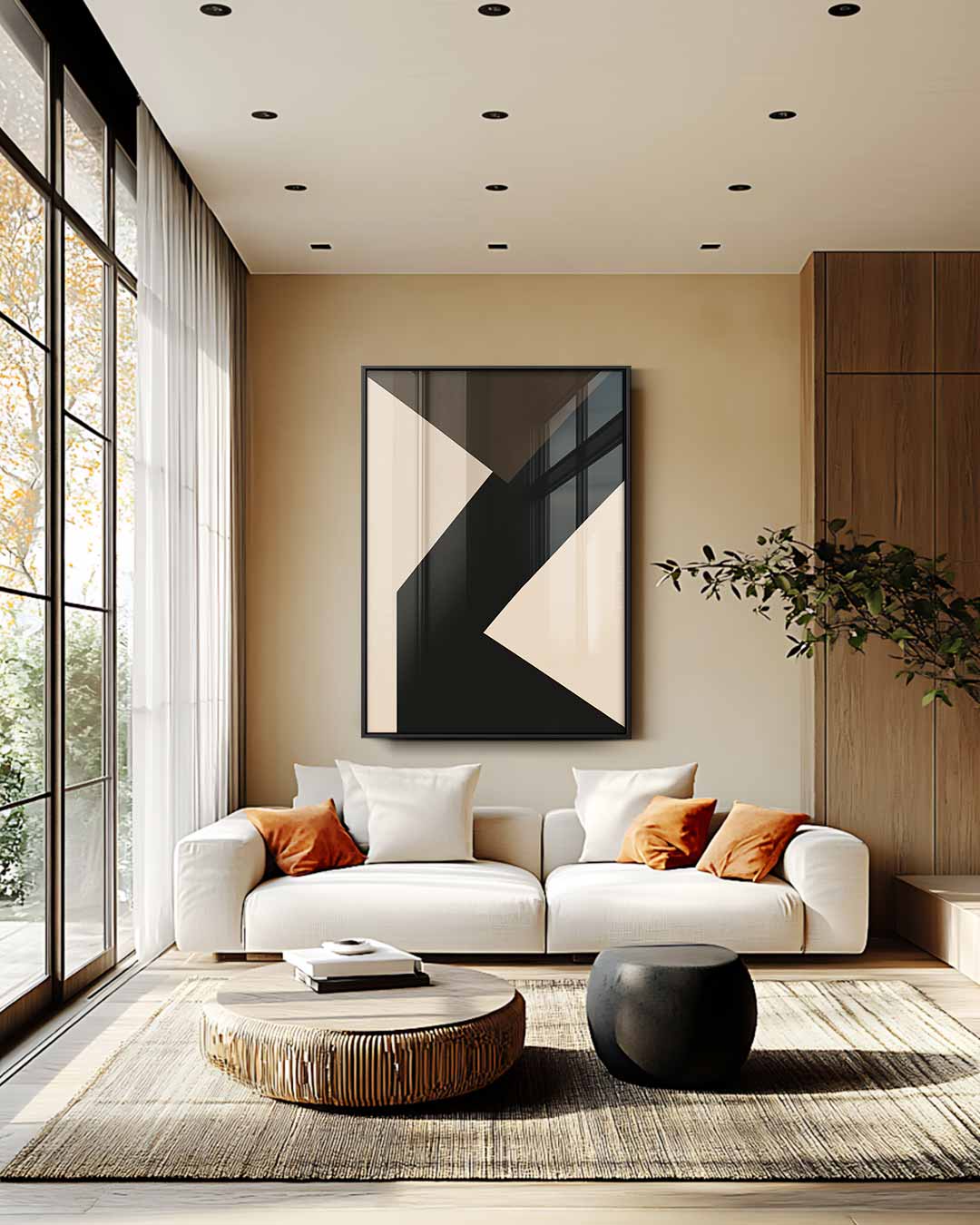 Dynamisch Abstract Contrast Kunstwerk-canvas-dibond-plexiglas-wanddecoratie-WallArtistic