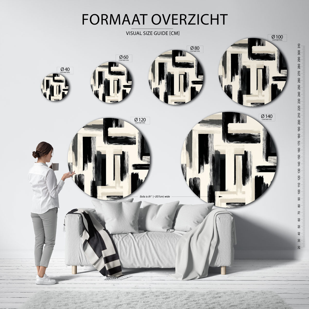 Abstracte penseelstreken Muurcirkel