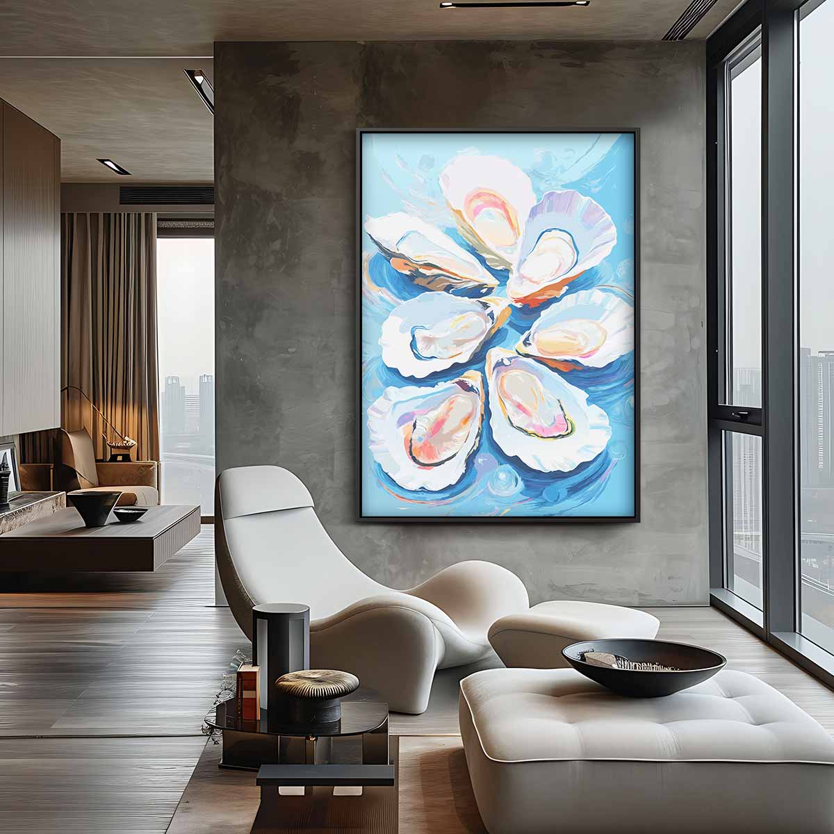Vrolijke Oesters op Zee Kunstwerk-canvas-dibond-plexiglas-wanddecoratie-WallArtistic