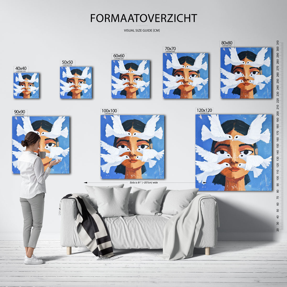 Vrouw met witte duiven Poster