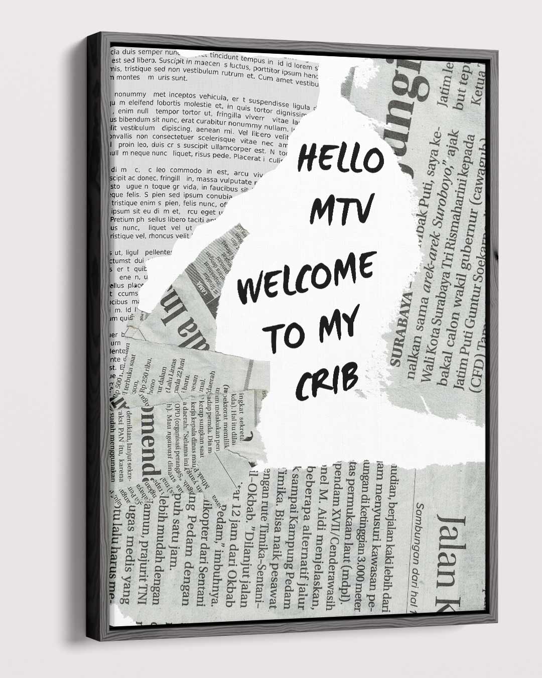 Grappige Krant Collage MTV Quote Kunstwerk-canvas-dibond-plexiglas-wanddecoratie-WallArtistic