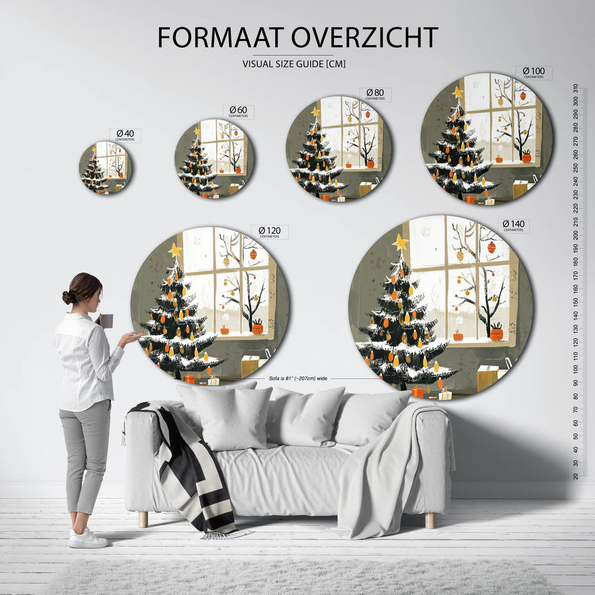 Kerstboom en cadeaus Muurcirkel