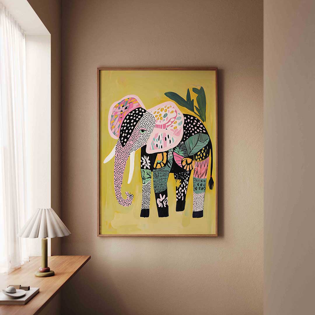 Olifant met kleurrijke patronen Poster