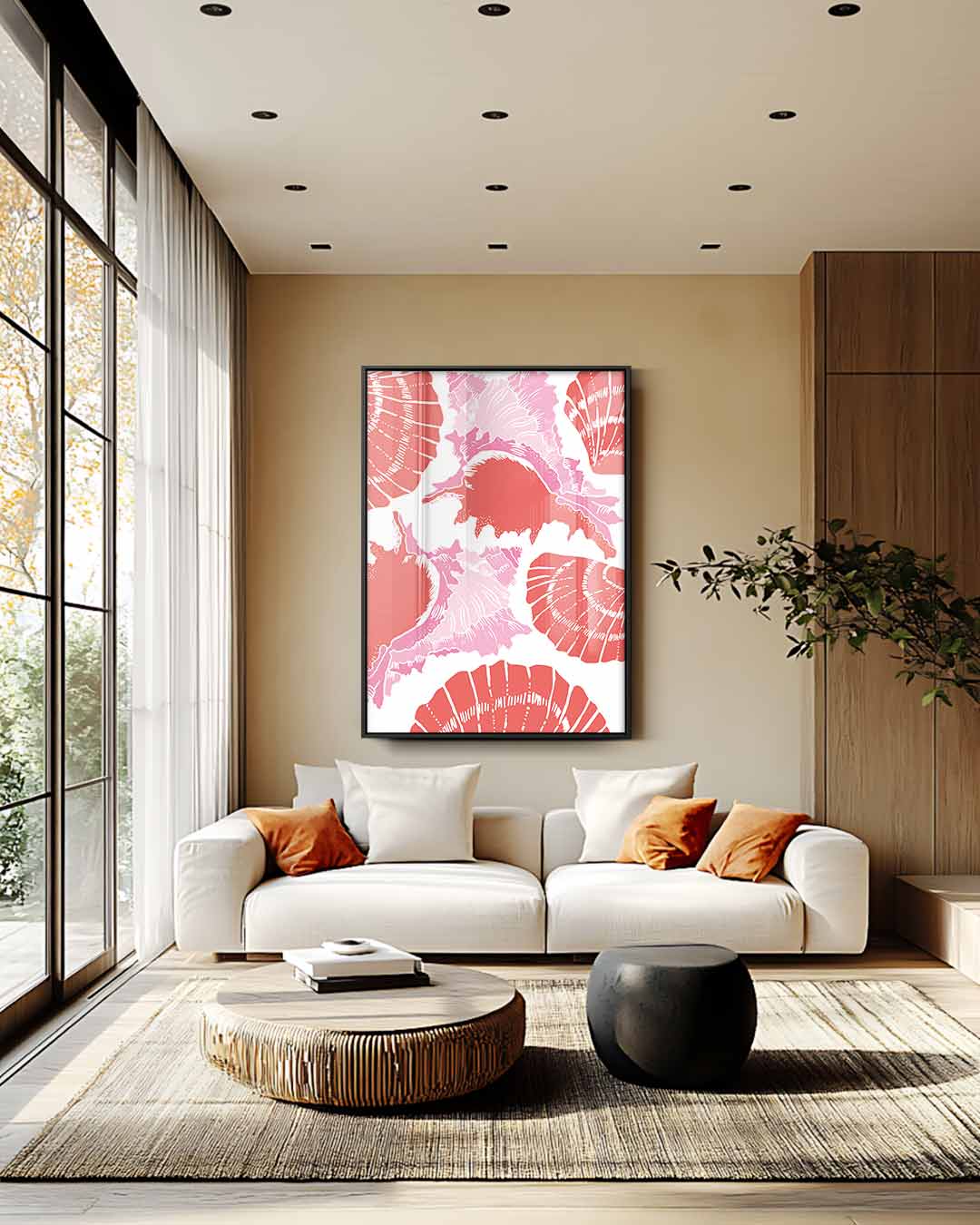 Zee Schelp Patroon Kunstwerk-canvas-dibond-plexiglas-wanddecoratie-WallArtistic