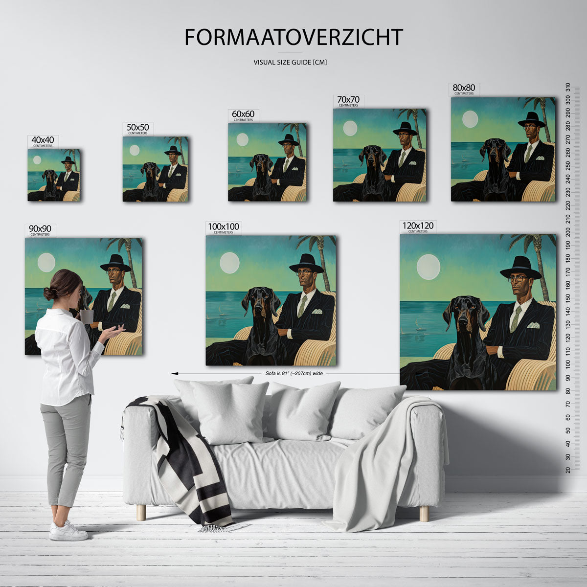 Man en hond bij zee Poster