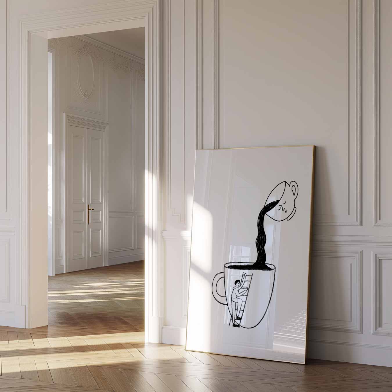 Koffie Avontuur Illustratie Poster