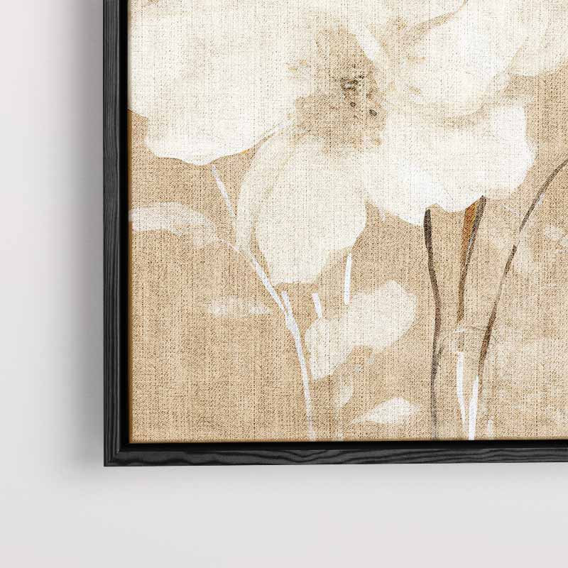 Zachte Bloemendroom op Beige Kunstwerk-canvas-dibond-plexiglas-wanddecoratie-WallArtistic