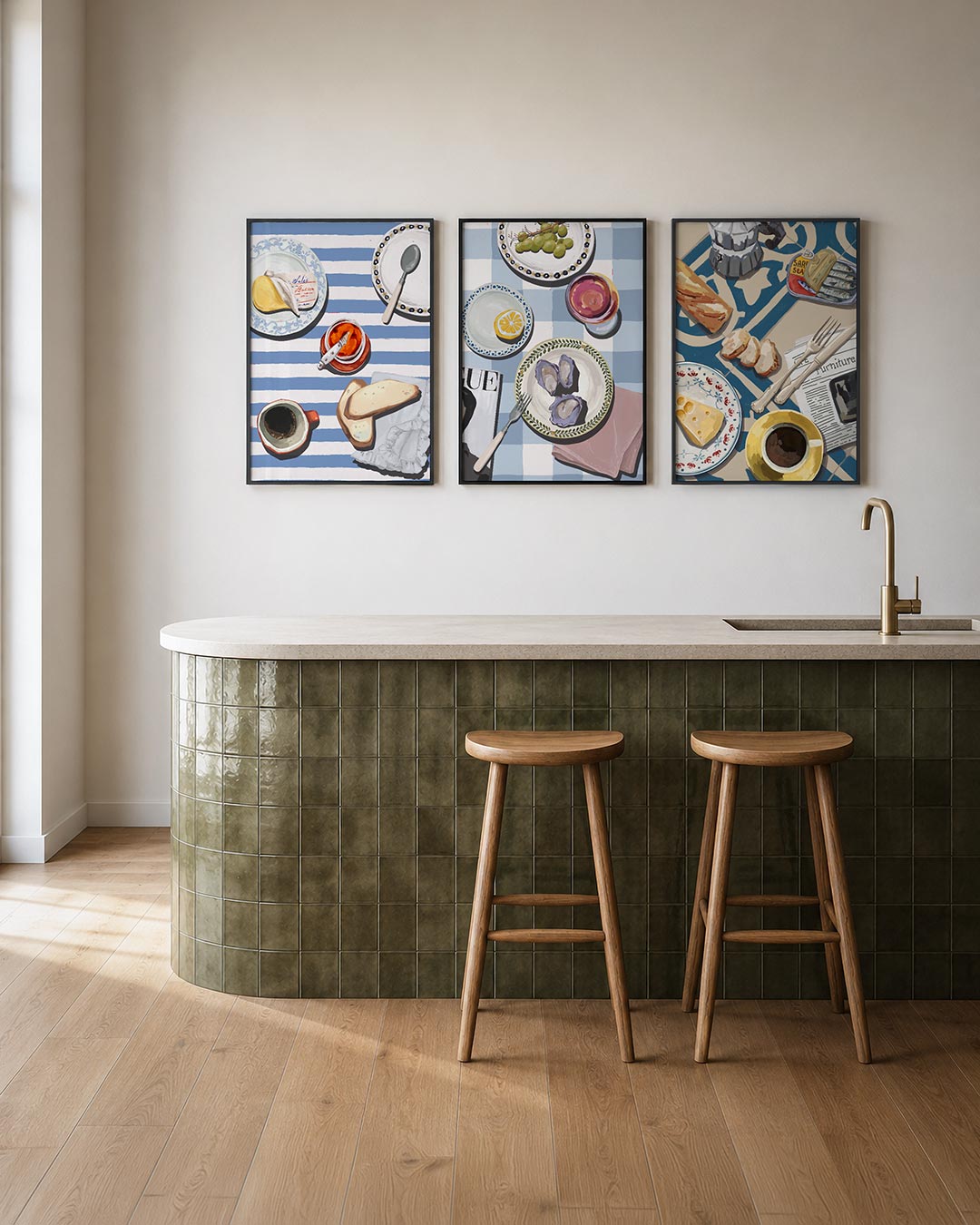 Ontbijt op strepen Posterset
