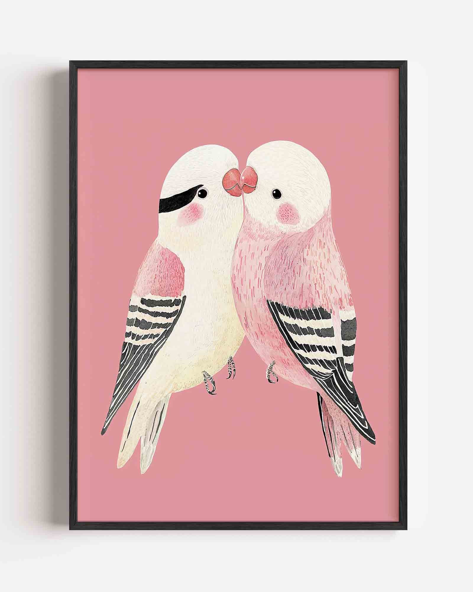 Vogels op roze Poster