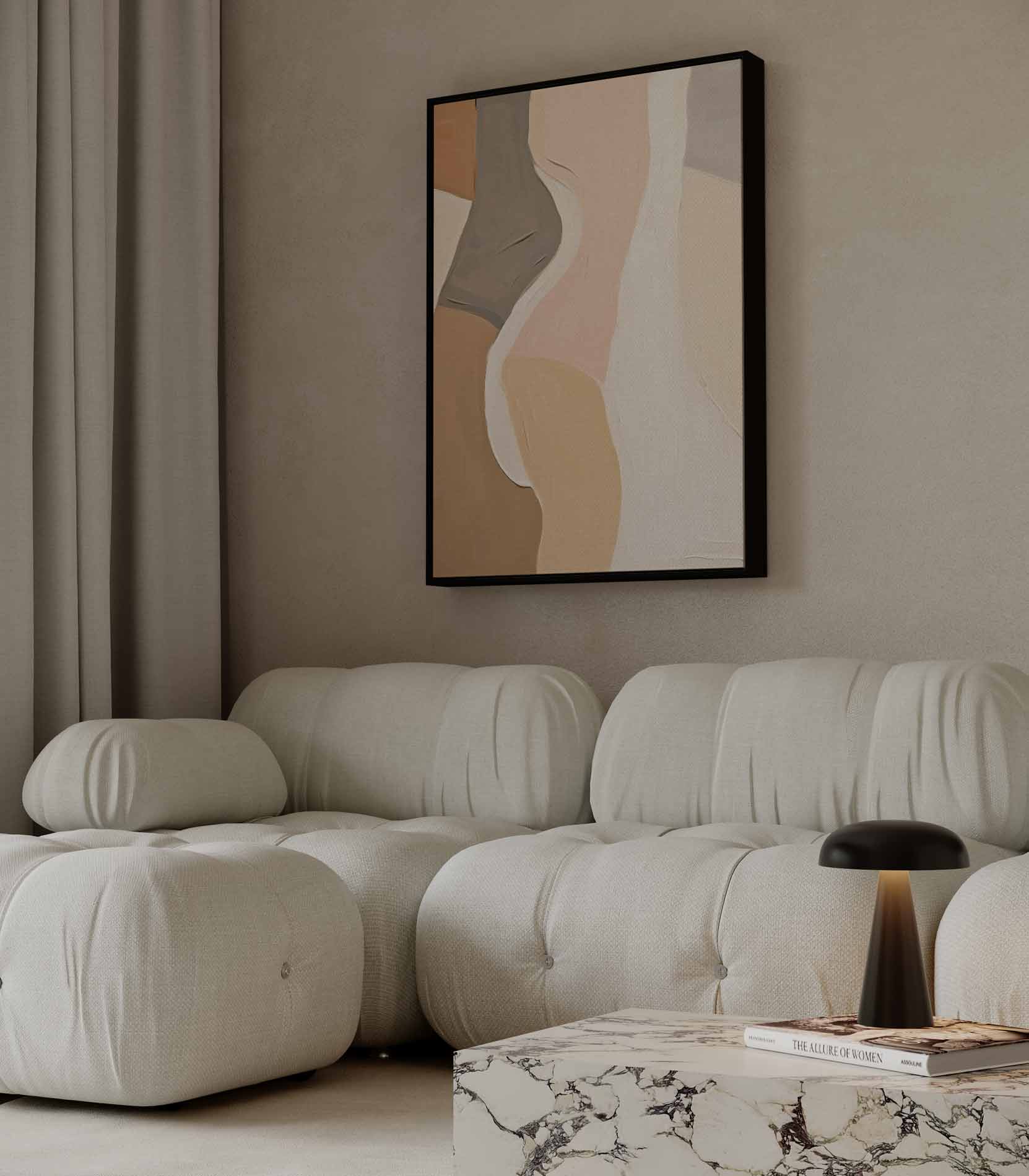 Abstracte Vormen in Zachte Tinten Kunstwerk-canvas-dibond-plexiglas-wanddecoratie-WallArtistic