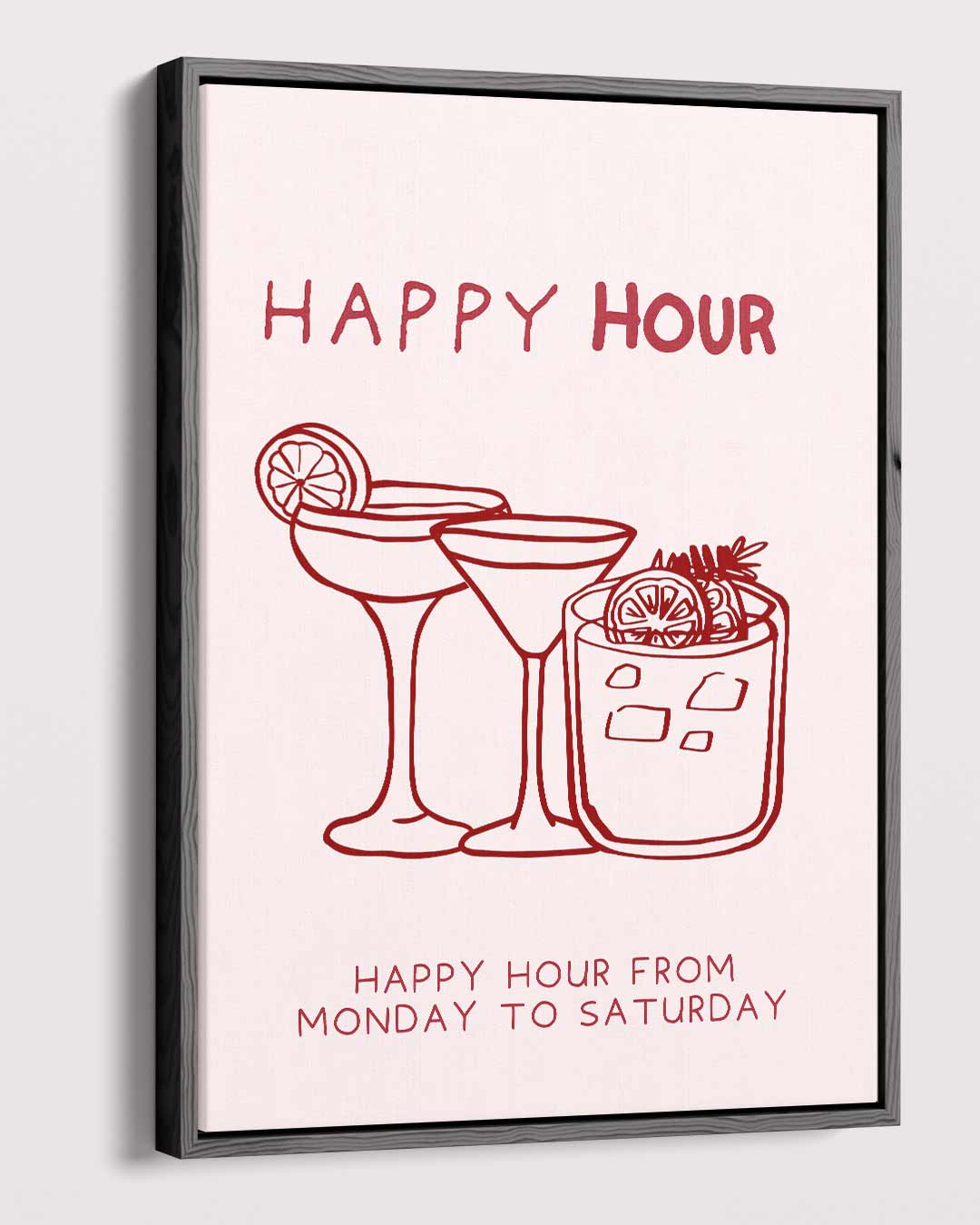 Happy Hour Illustratie Kunstwerk-canvas-dibond-plexiglas-wanddecoratie-WallArtistic