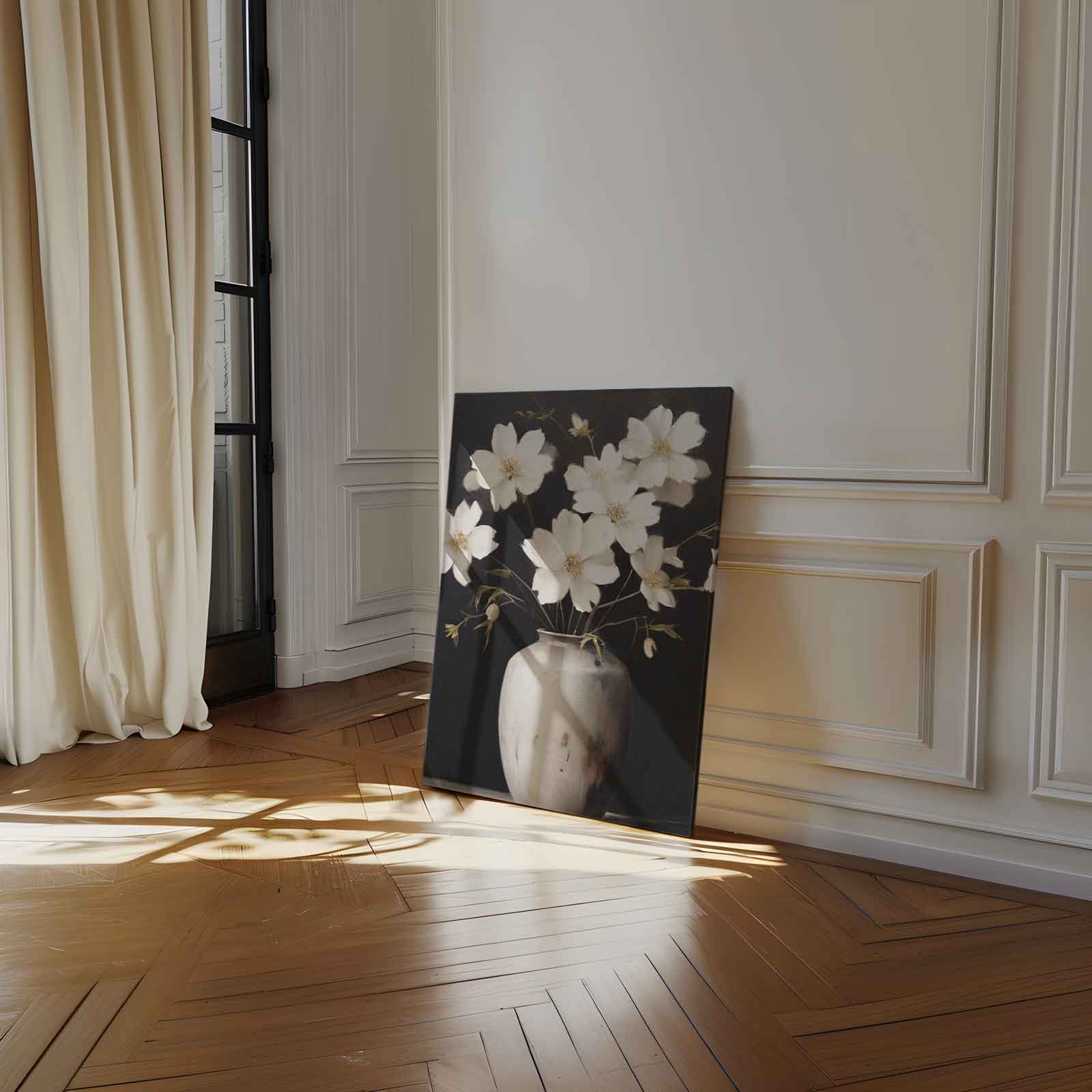 Bloemen in een Witte Vaas Kunstwerk-canvas-dibond-plexiglas-wanddecoratie-WallArtistic