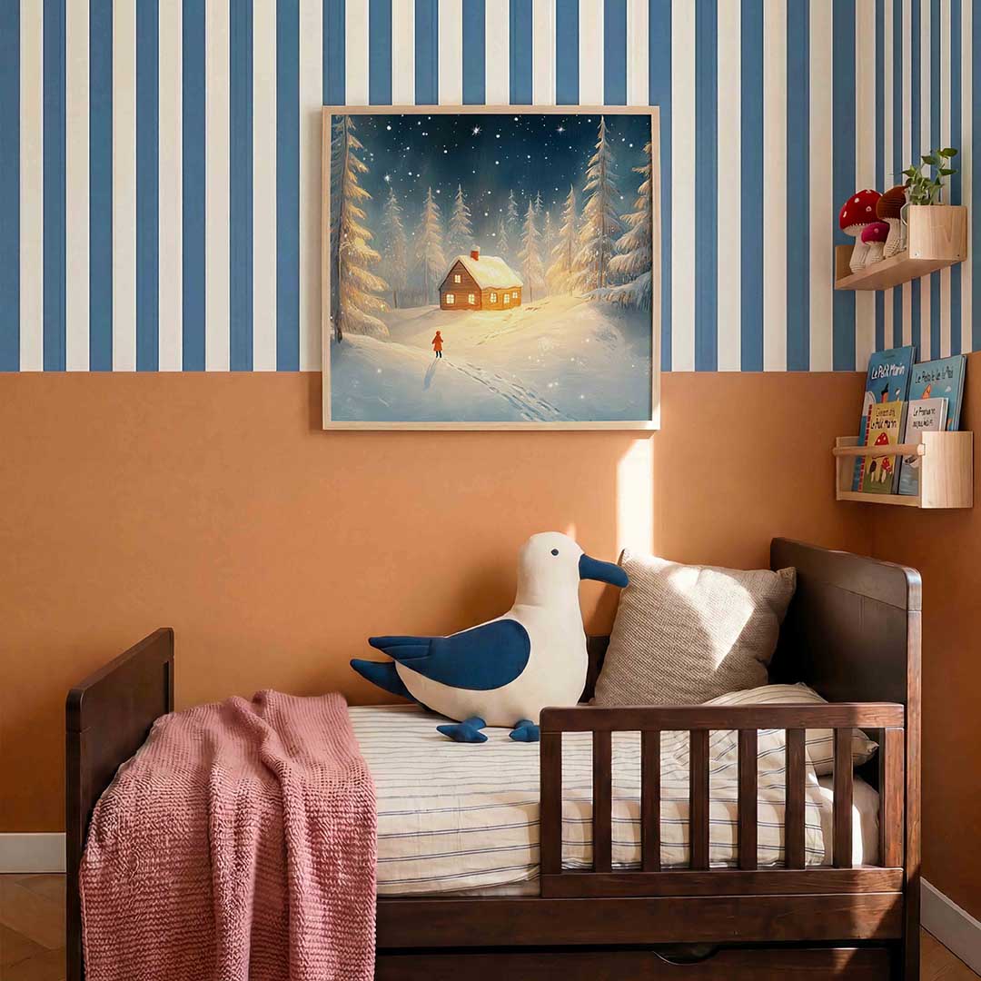 Sneeuwlandschap met huis Poster