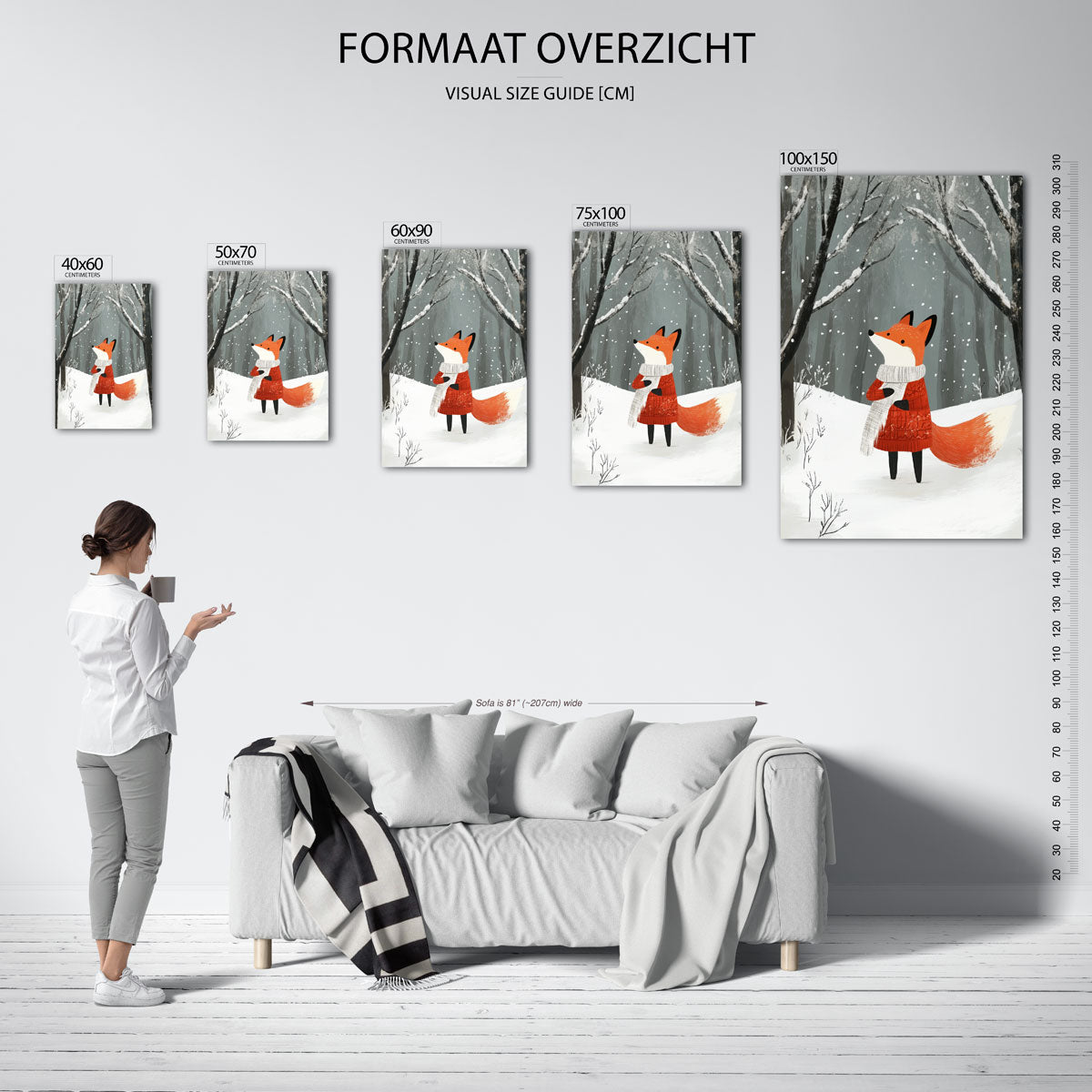 Vos in winterbos Kunstwerk