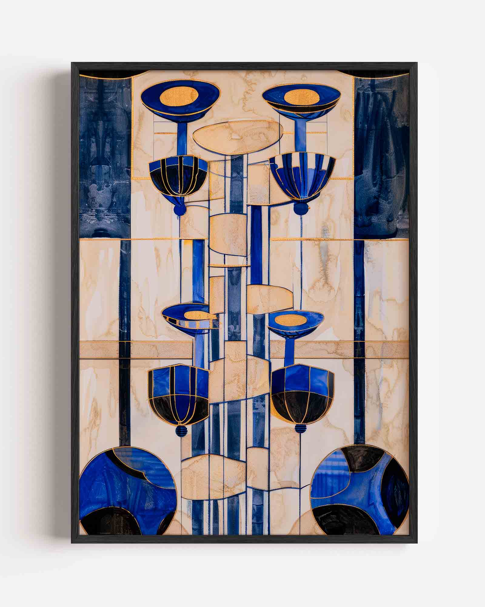 Blauwe geometrische vormen Poster