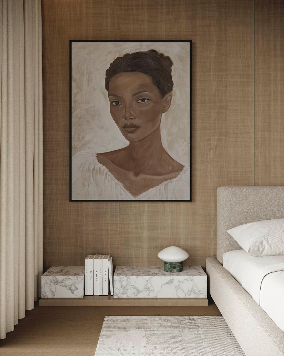 Portret in aardetinten Kunstwerk