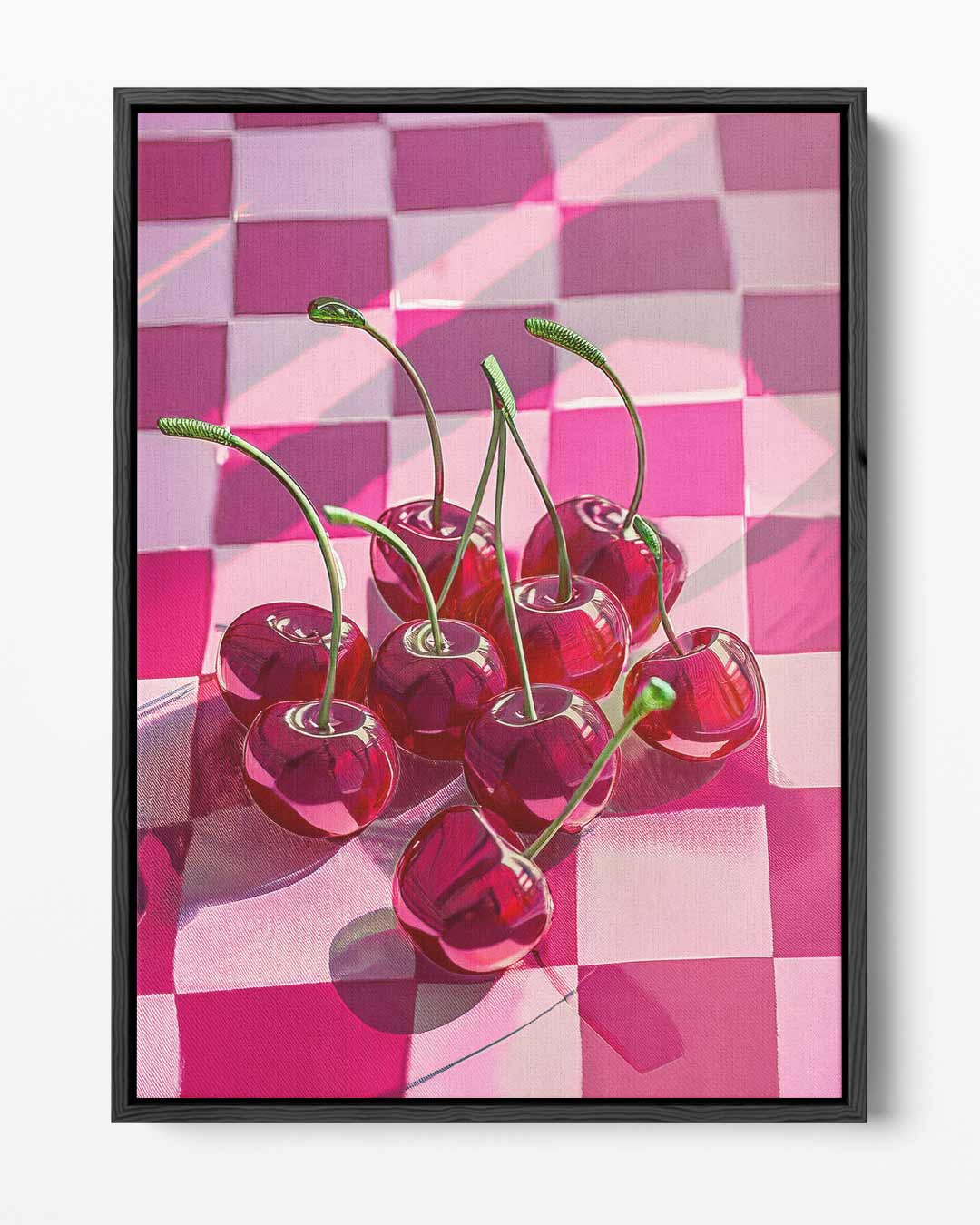 Kersenrood Checkered Delight Kunstwerk-canvas-dibond-plexiglas-wanddecoratie-WallArtistic