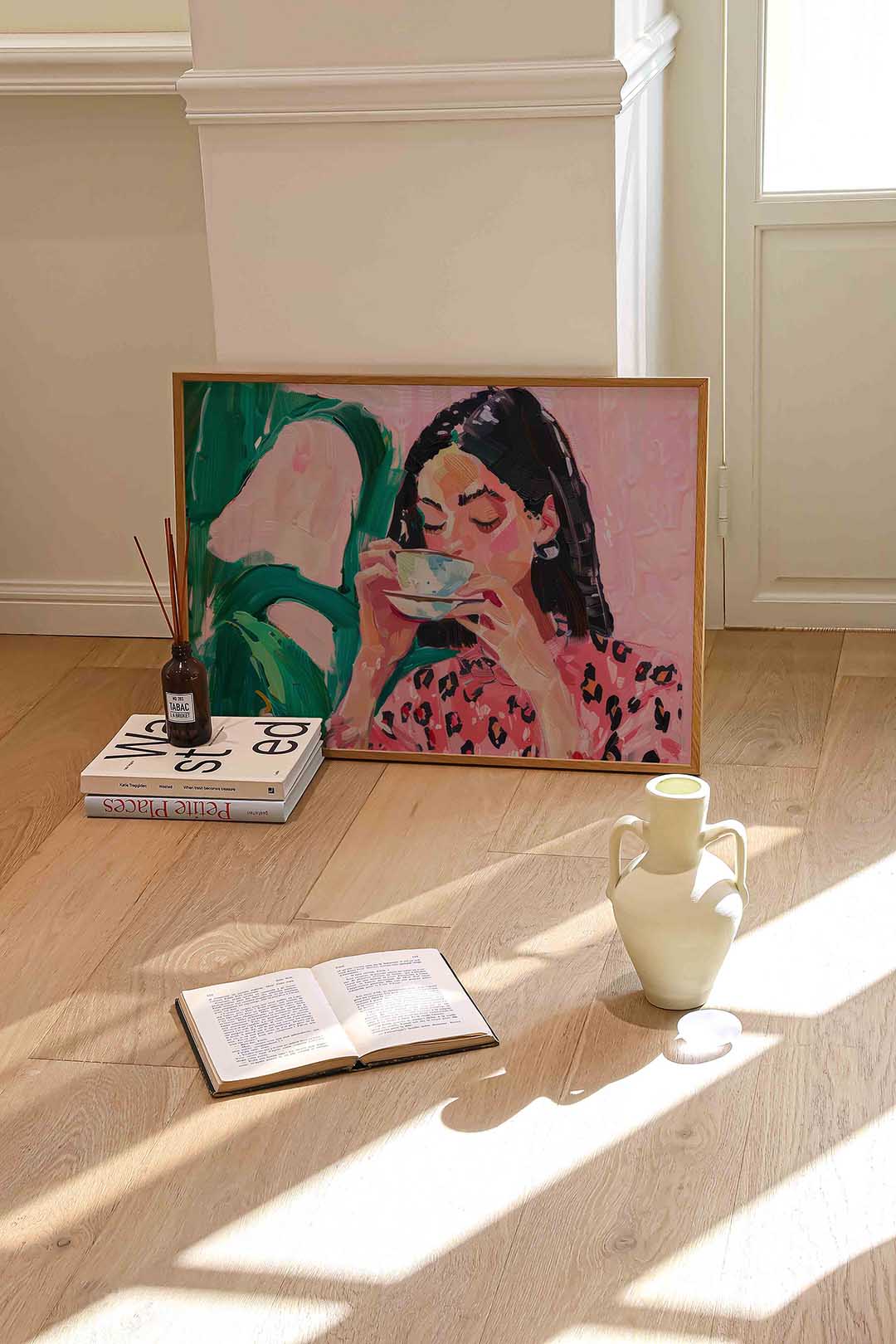 Vrouw met kopje Poster