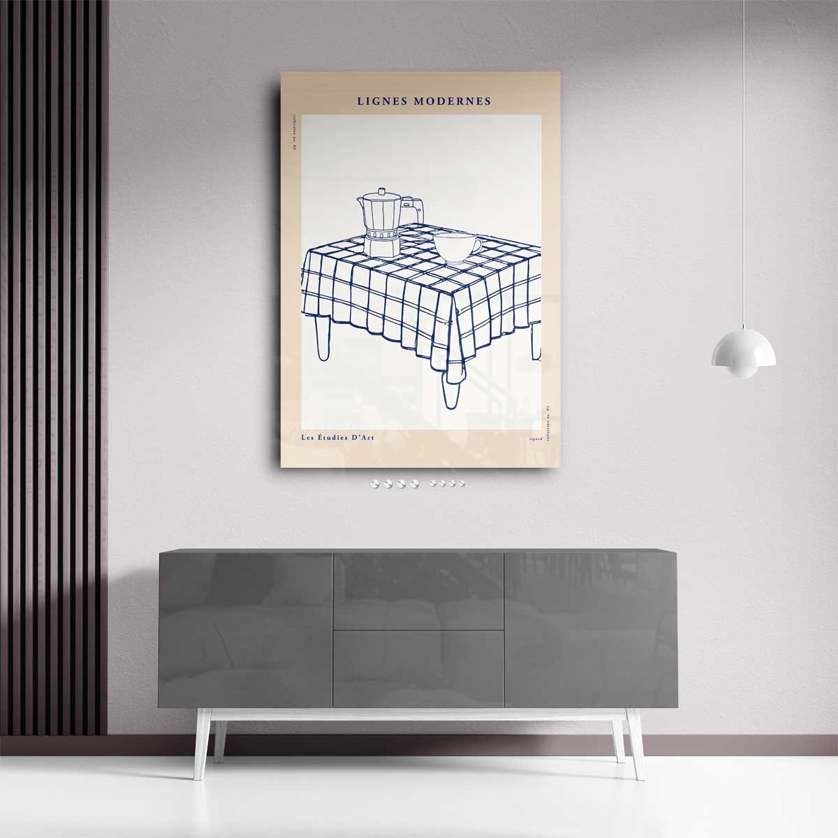 Lijnen Moderne Ontbijttafel Kunstwerk-canvas-dibond-plexiglas-wanddecoratie-WallArtistic